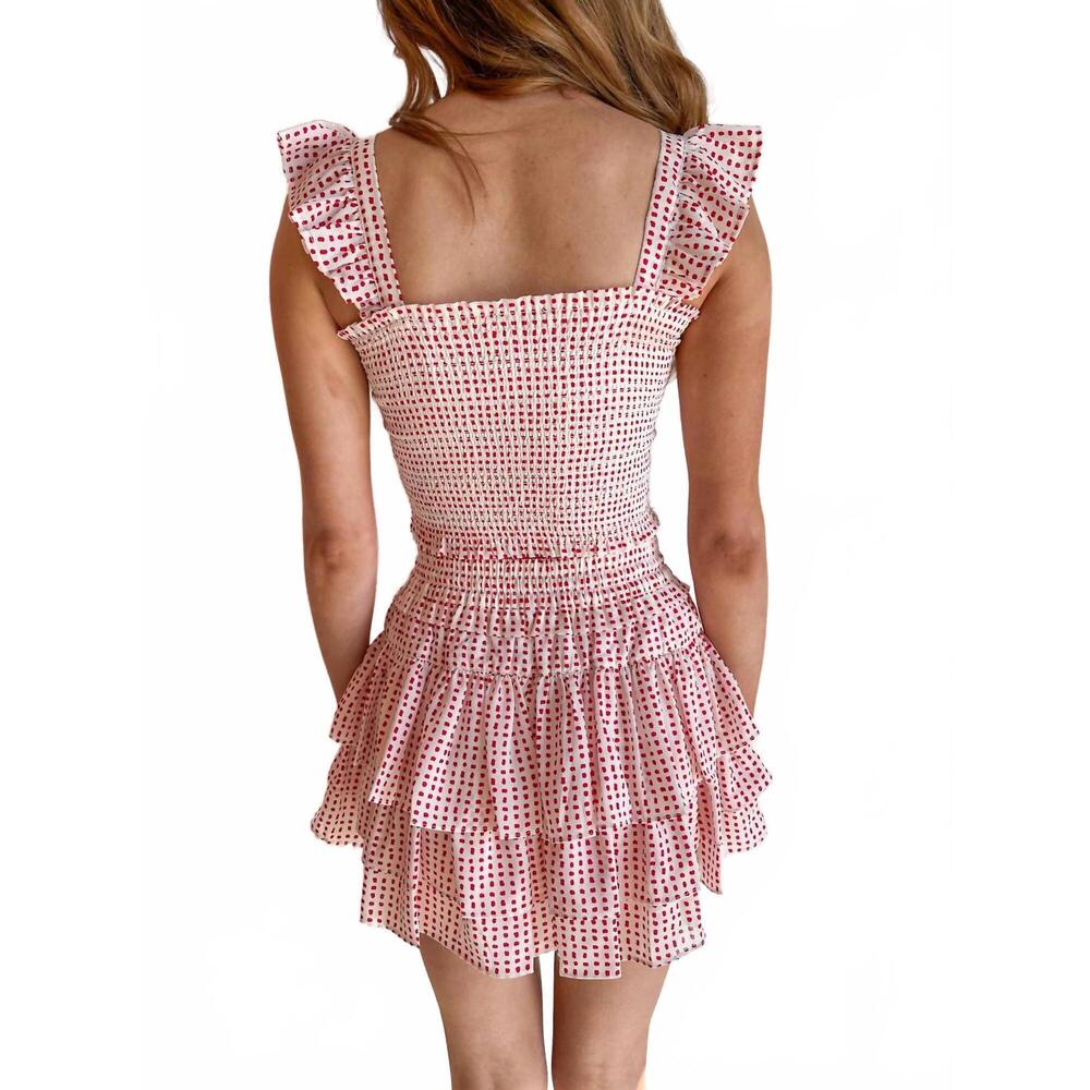 NEW RESET BY JANE dotty smocked skort in red - Picture 2 of 2